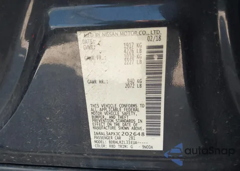 2018 Nissan Altima 2.5 Sl z USA, uszkodzony, nr VIN 1N4AL3APXJC202648